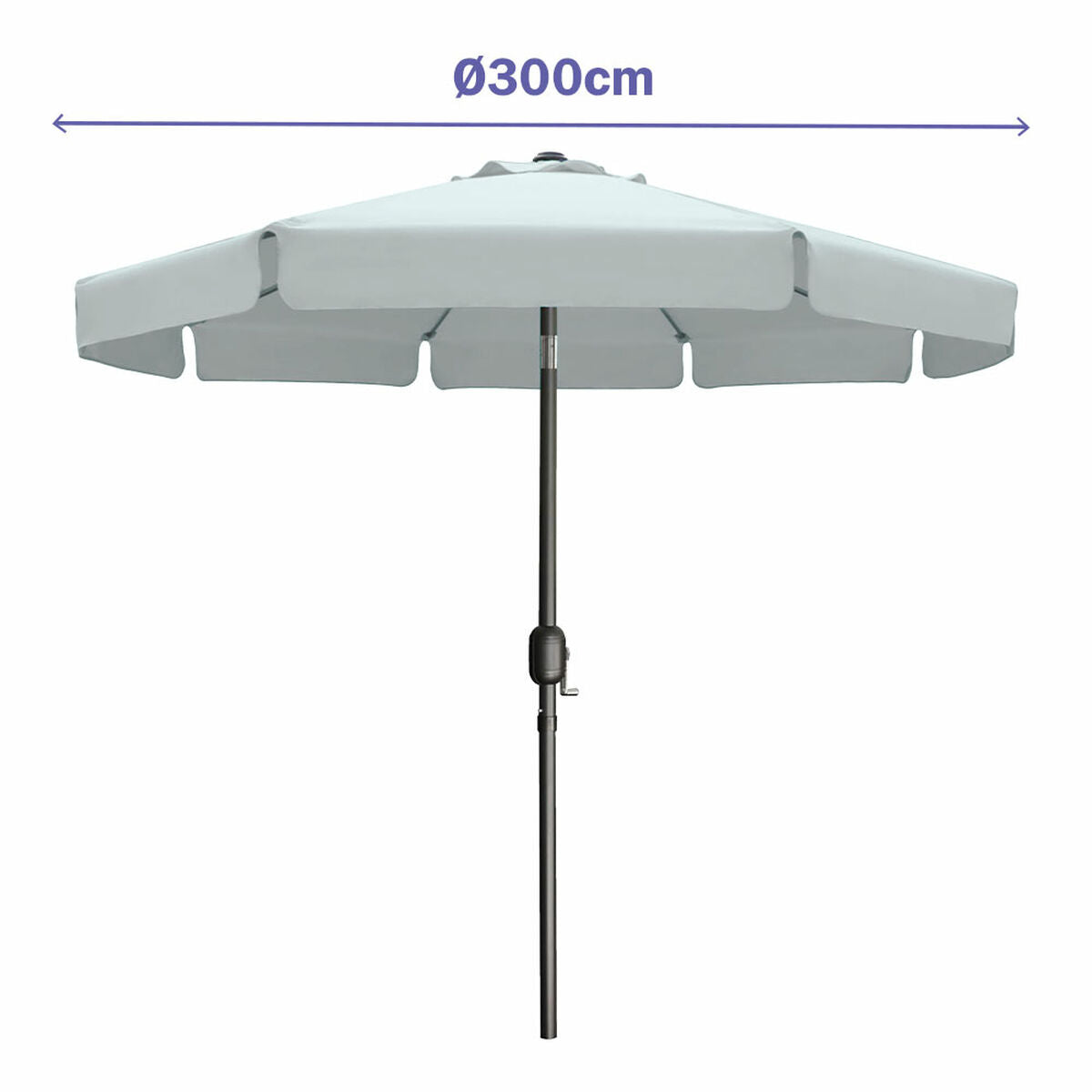 Marbueno Umbrella Steel 8 Ribs D300 Cm Polyester White Garden, Pool, Terrace 10491