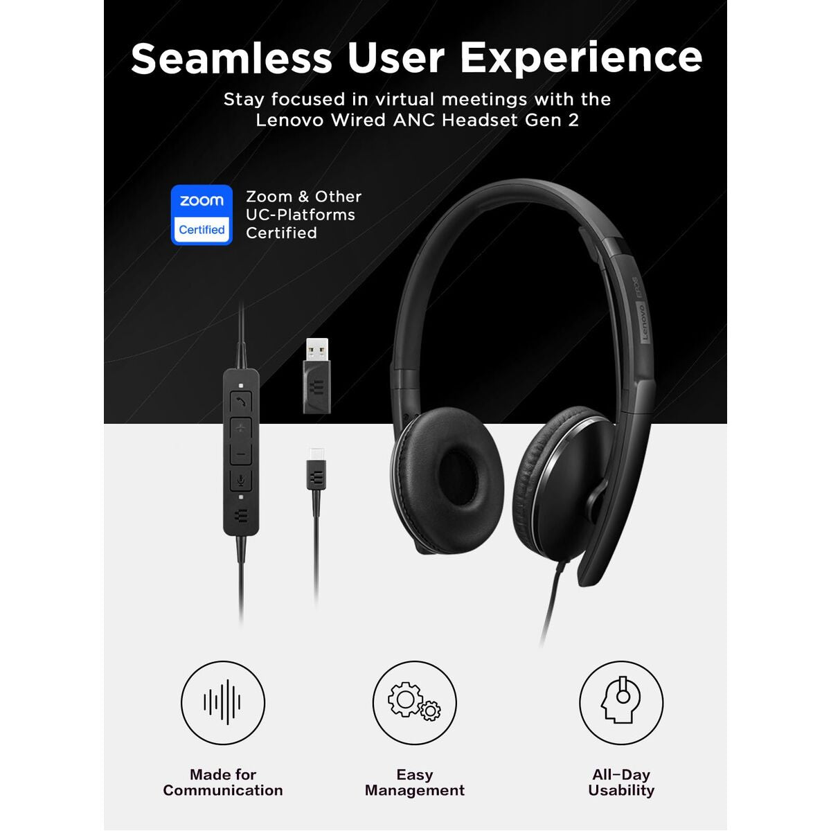 Lenovo Headphones Lenovo 4Xd1M39029 Black