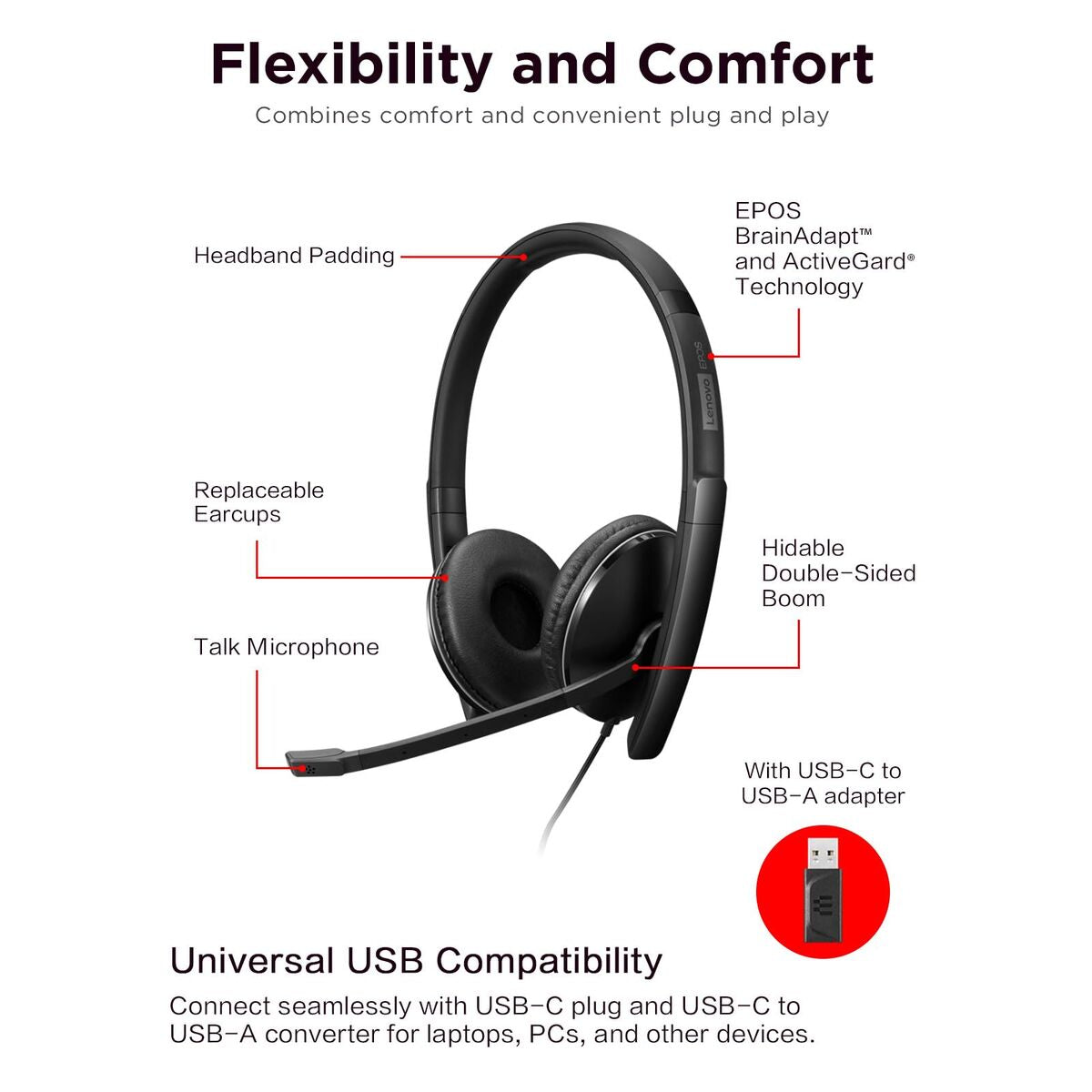 Lenovo Headphones Lenovo 4Xd1M39029 Black