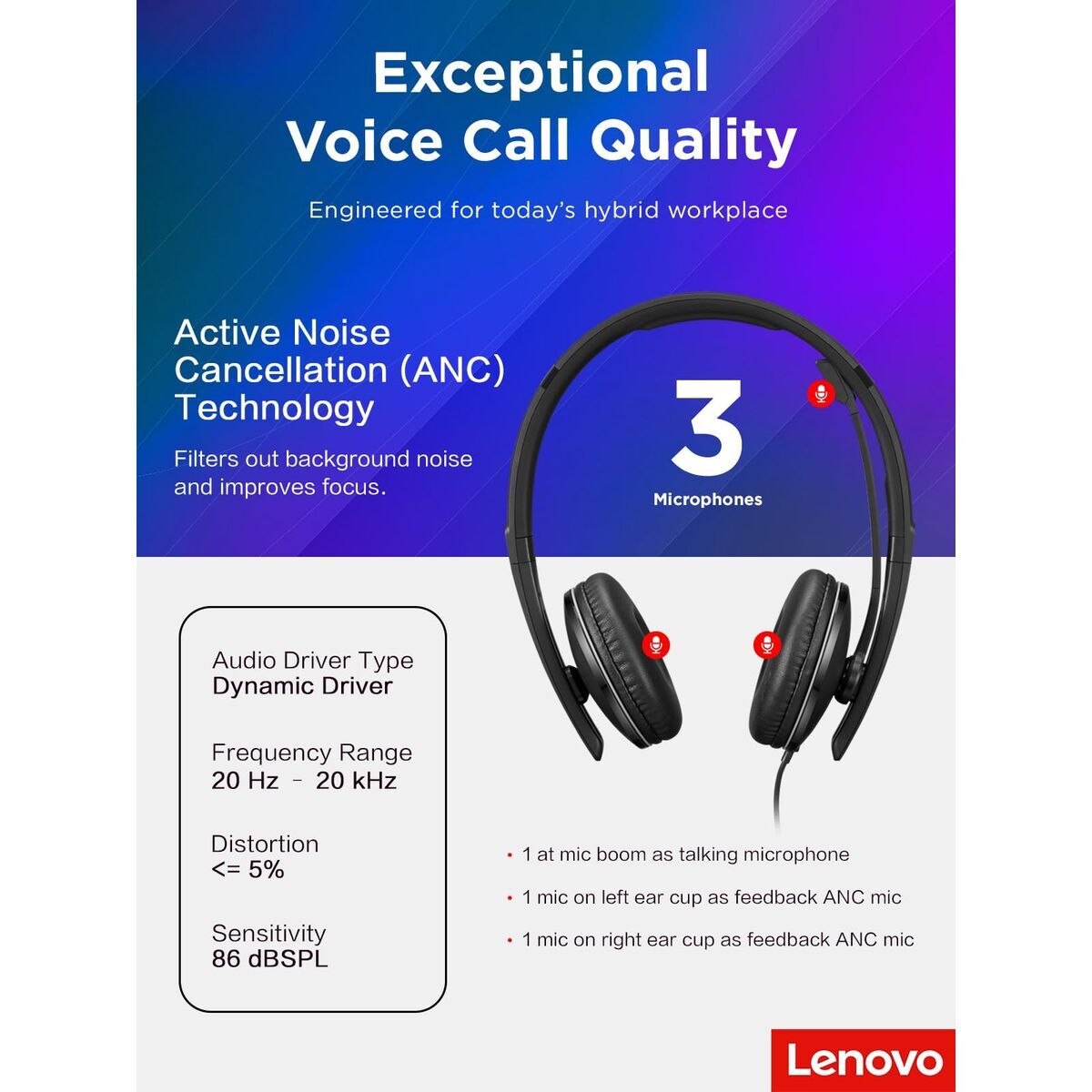 Lenovo Headphones Lenovo 4Xd1M39029 Black