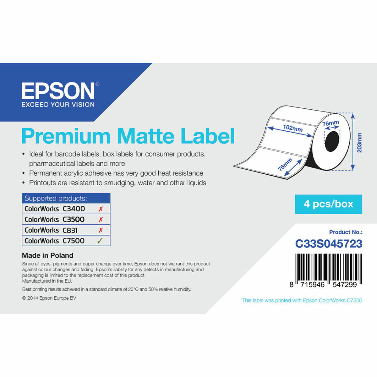 Epson Printer Labels Epson C33S045723 White (1 Unit)