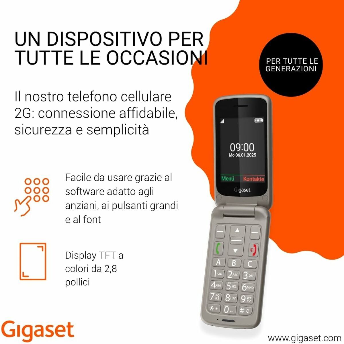 Gigaset Smartphone Gigaset Gl595 Grey 2,8"