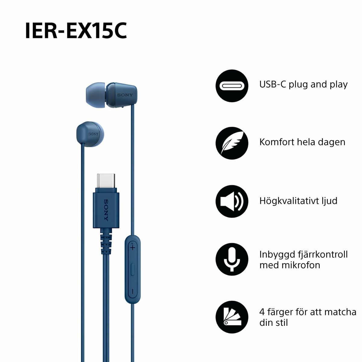 Sony Headphones Sony Ierex15Cl Blue
