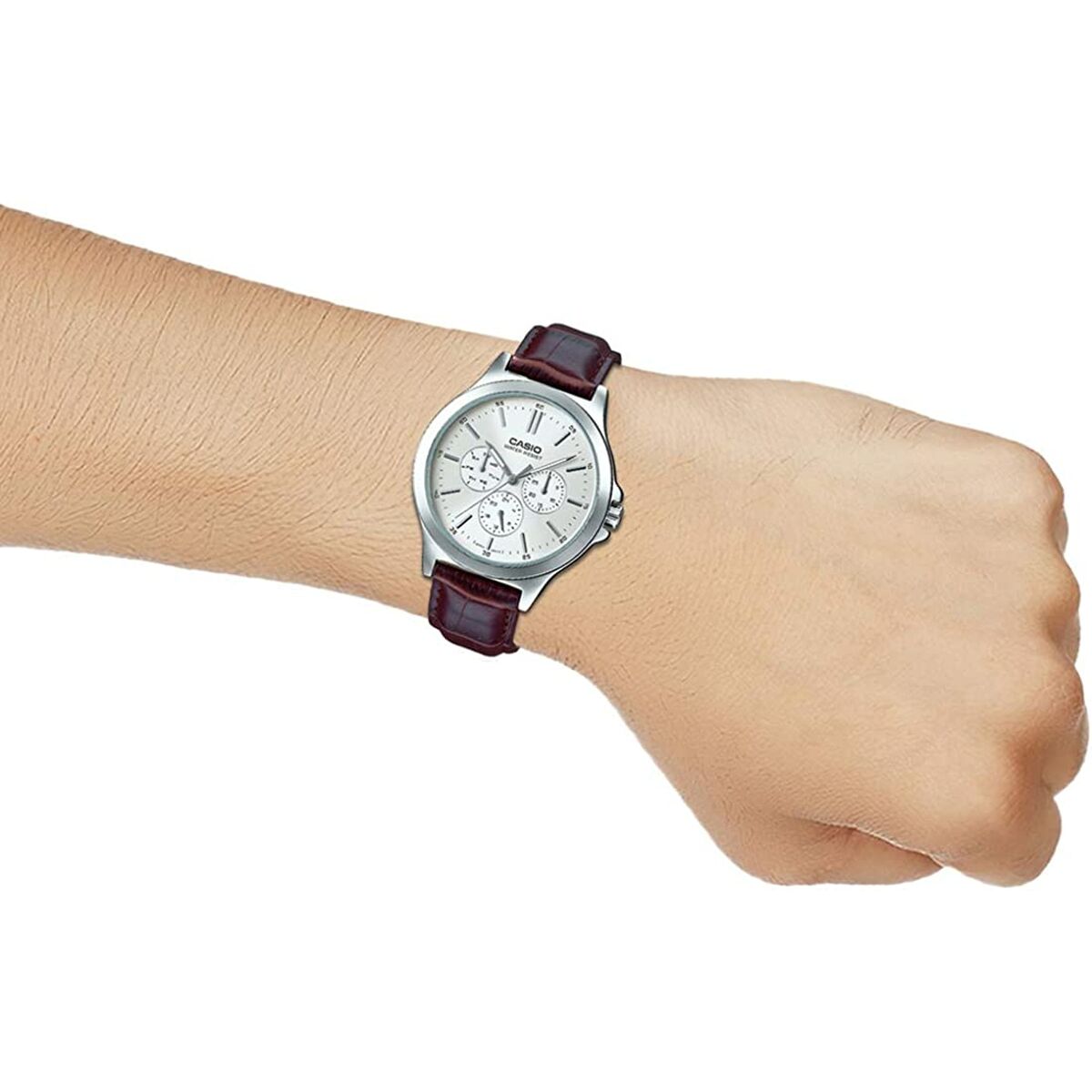 Casio Men's Watch Casio Multifunction Silver, Leather (Ø 41,5 Mm)