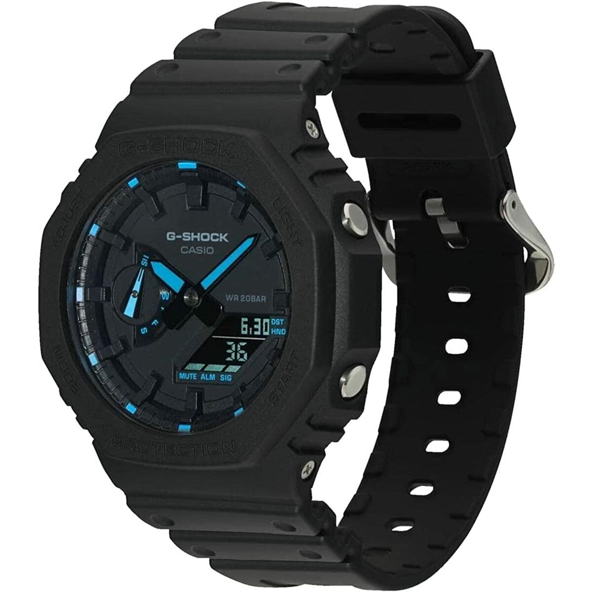 Casio G-Shock Men's Watch Casio G-Shock Oak - Neon Blue Index Black (Ø 45 Mm)