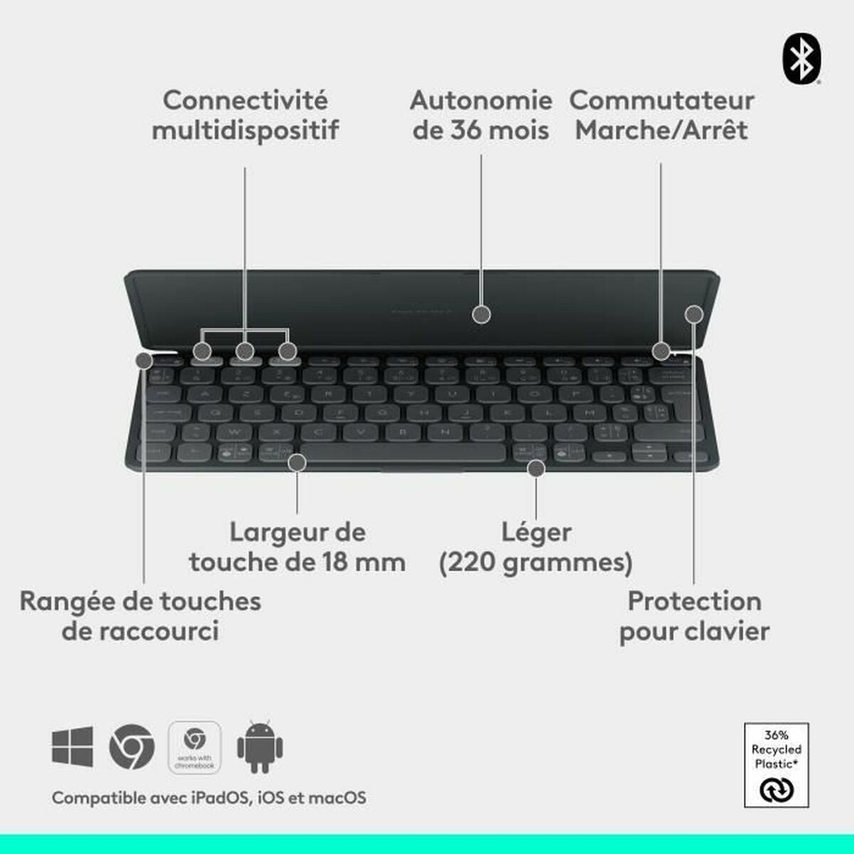 Logitech Case For Tablet And Keyboard Logitech Keys-To-Go 2 Grey Graphite