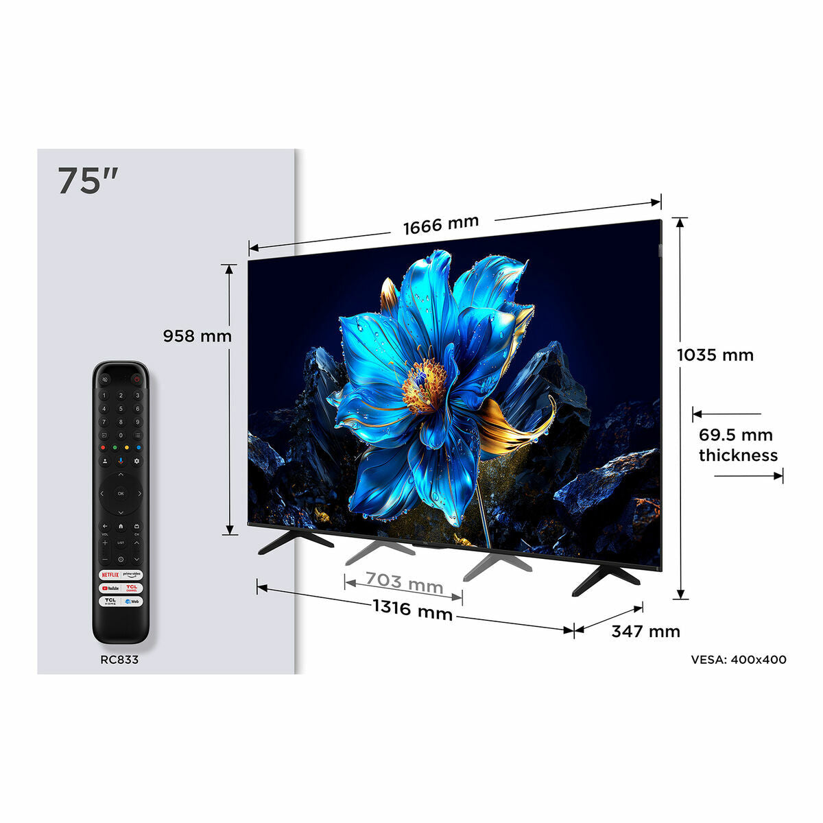 Tcl Smart Tv Tcl 75P7K 75" 4K Ultra Hd Hdr Qled