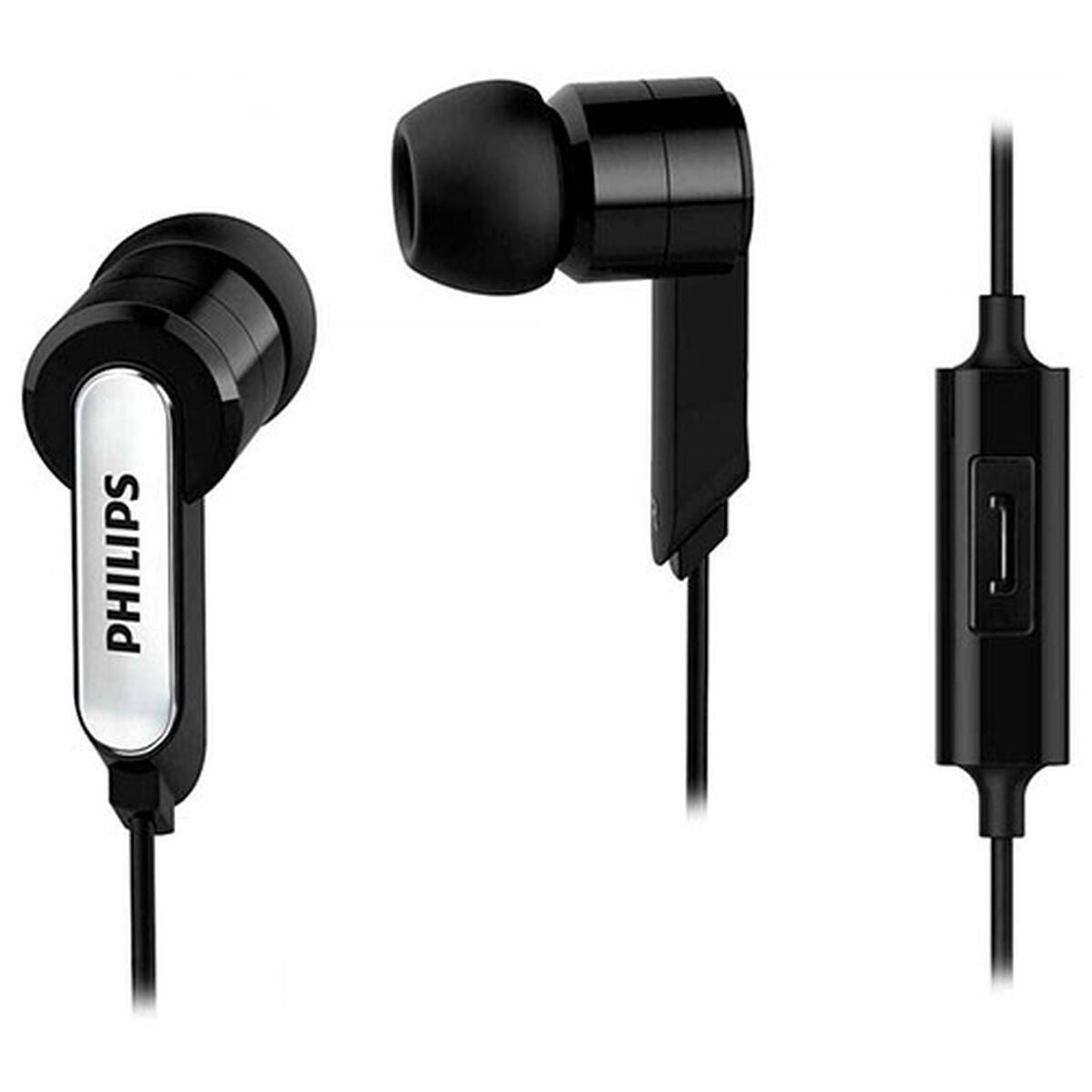 Philips Headphones With Microphone Philips She1405Bk/10 Black Silicone