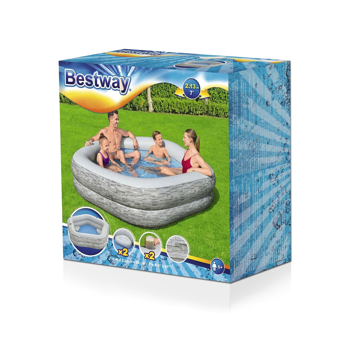 Bestway Inflatable Pool Bestway Grey 213 X 206 X 53 Cm