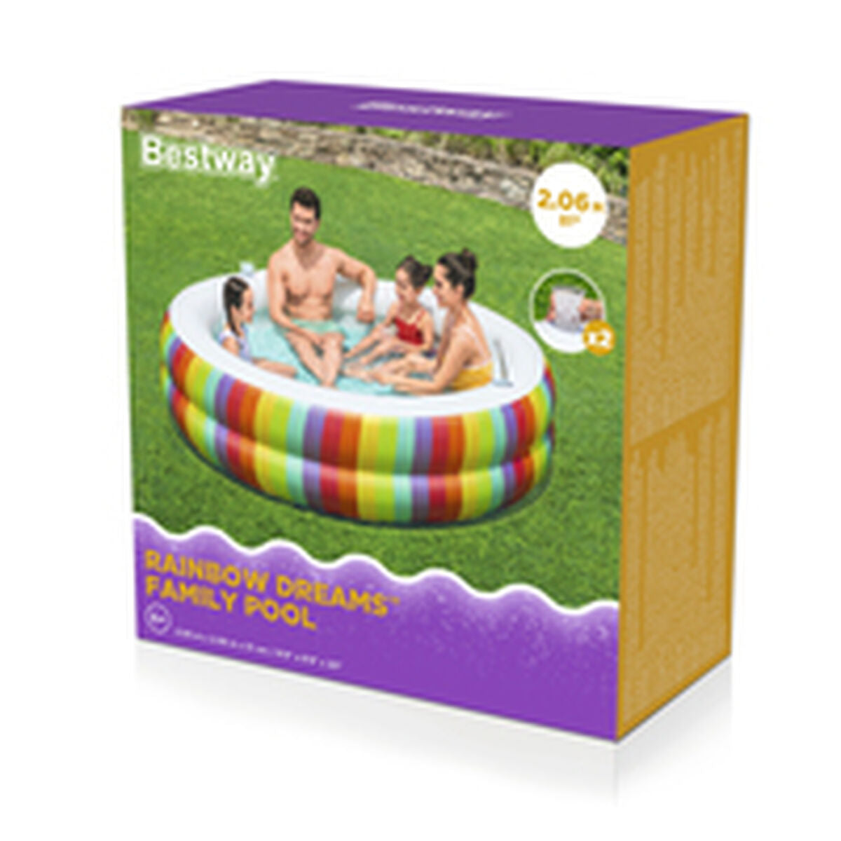 Bestway Inflatable Paddling Pool For Children Bestway Rainbow 206 X 206 X 51 Cm