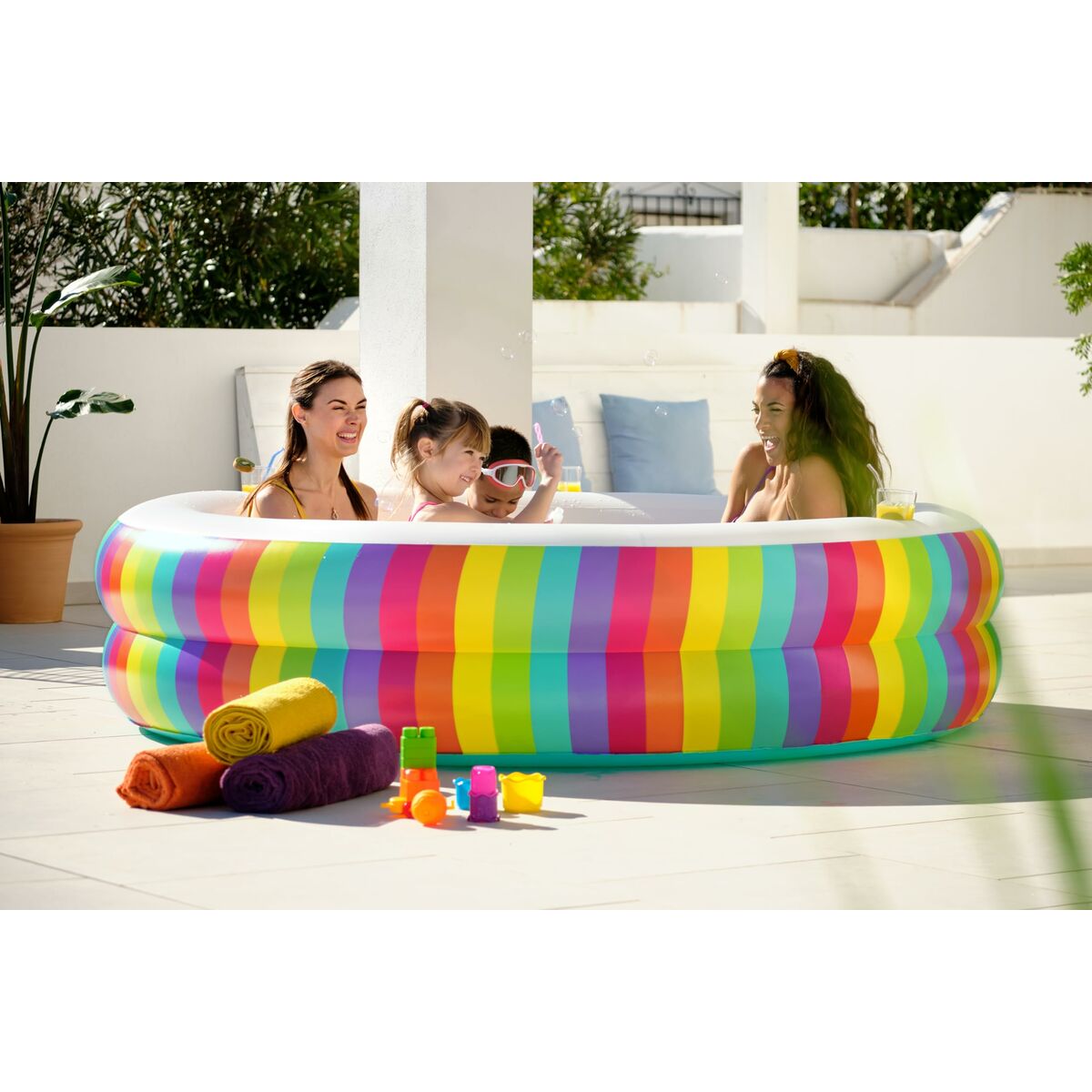 Bestway Inflatable Paddling Pool For Children Bestway Rainbow 206 X 206 X 51 Cm