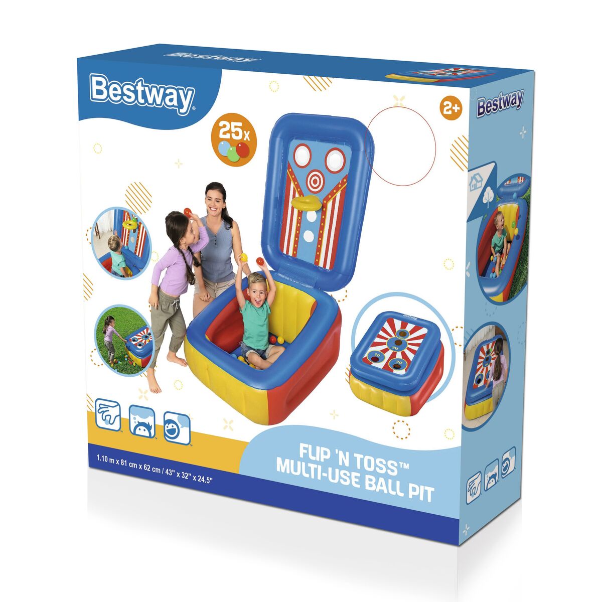 Bestway Inflatable Kids Pool With Balls 110X81X62 Cm +2 Years Garden 52635