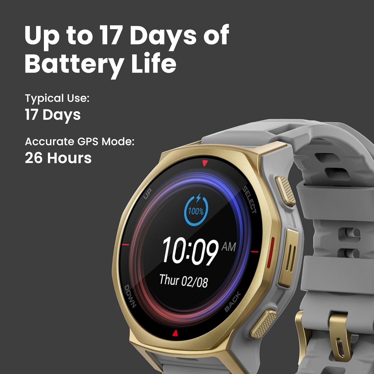 Amazfit Smartwatch Amazfit W2548Gl1N Black Golden Ø 44 Mm