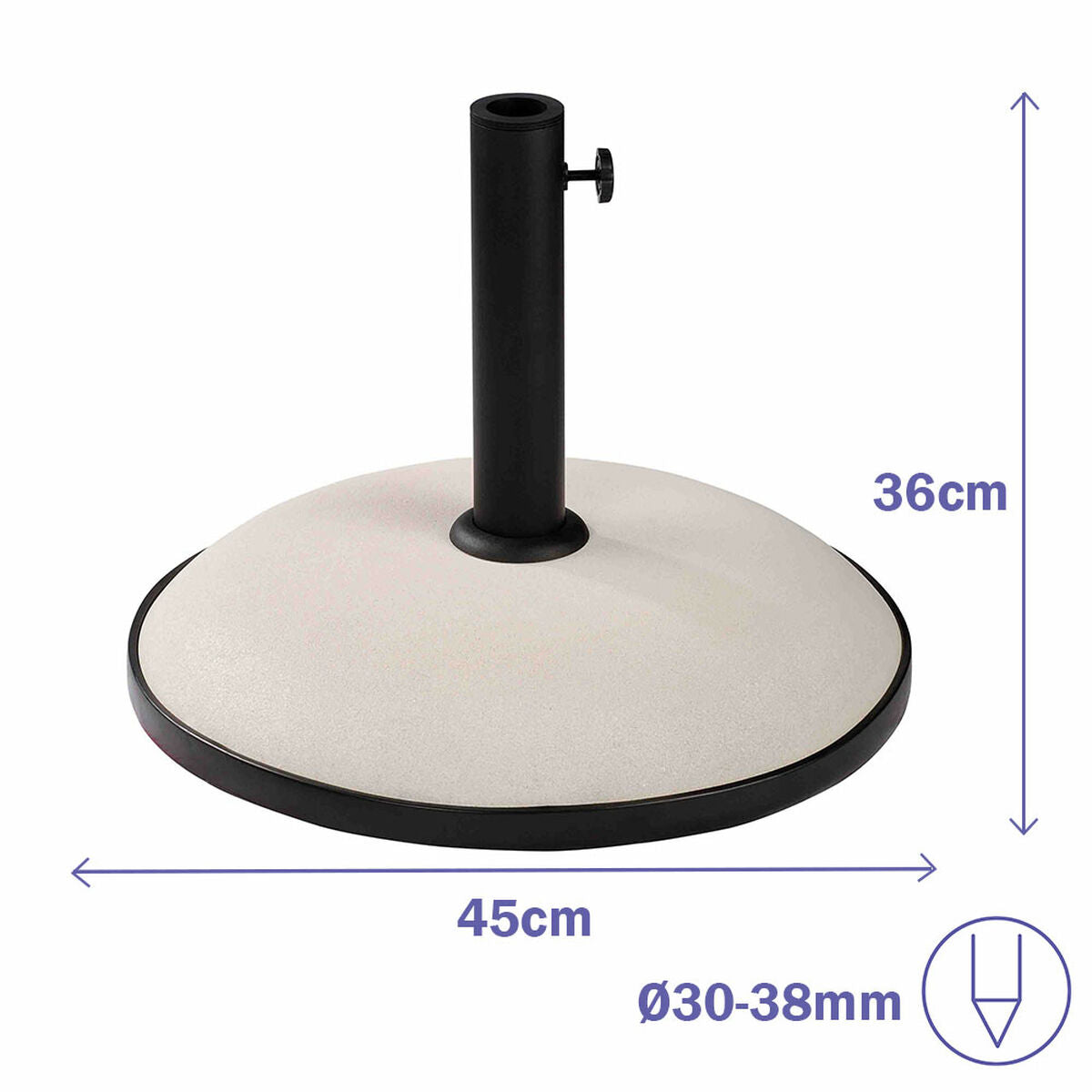 Marbueno Round Umbrella Base Cement 45X36 Cm 20Kg White Garden, Pool, Terrace 10451