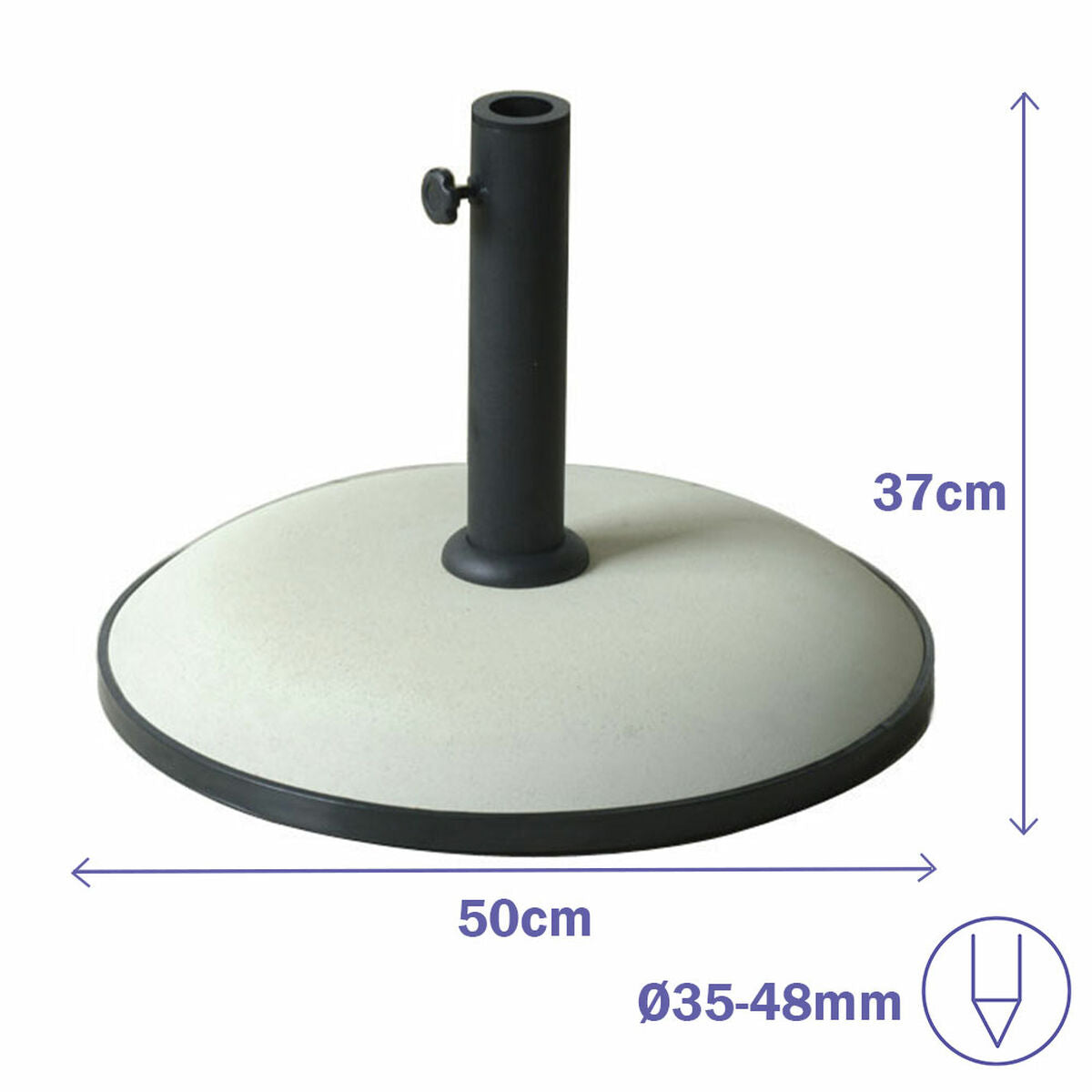 Marbueno Base Umbrella Round Cement 50X37 Cm 25Kg White Garden, Pool, Terrace 10453