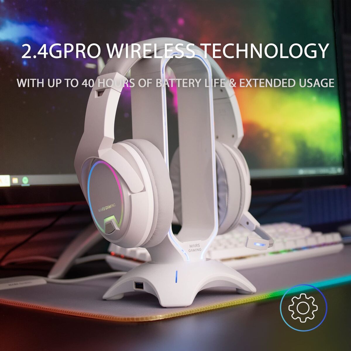 Mars Gaming Headphones With Microphone Mars Gaming Mhw-100 White