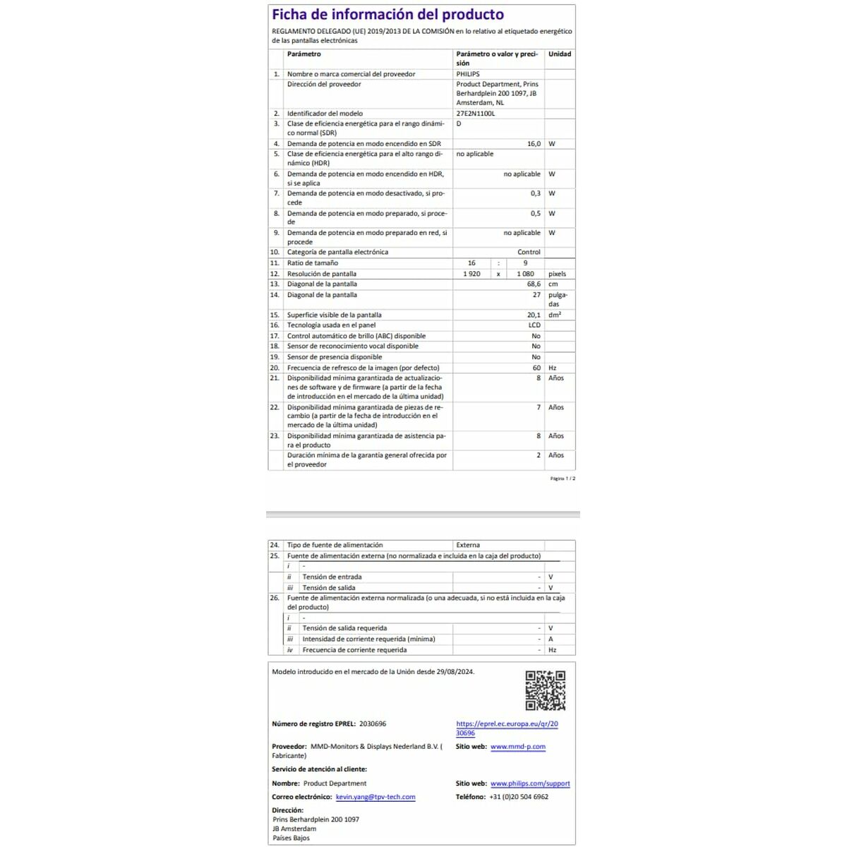 Philips Gaming Monitor Philips Full Hd 27"