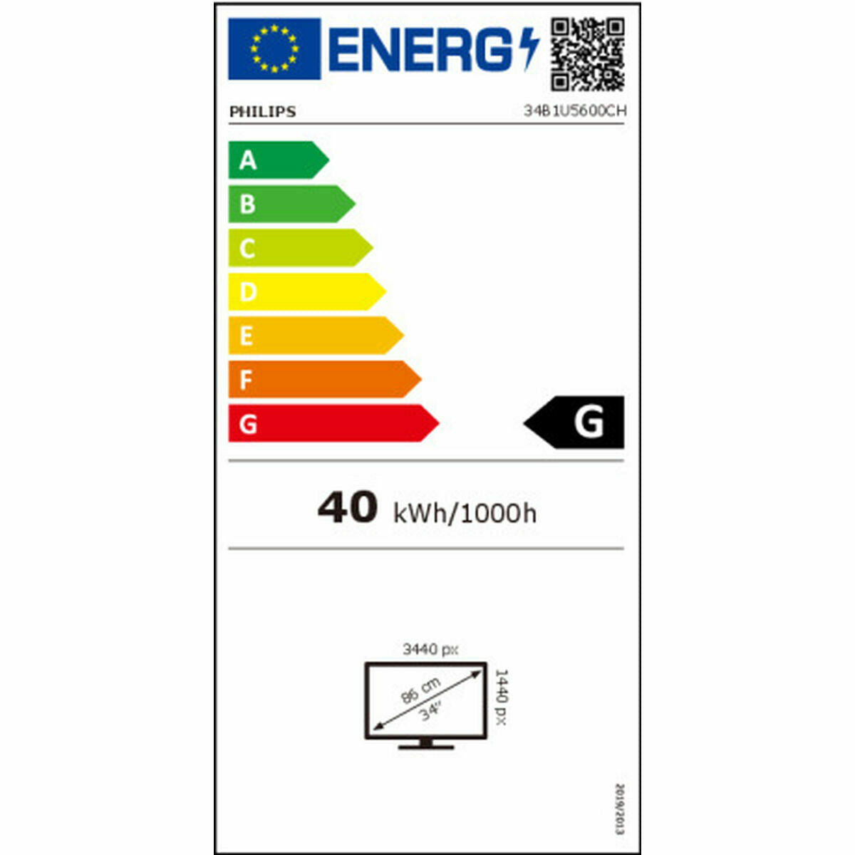 Philips Monitor Philips 34B1U5600Ch/00 34" Va Lcd Flicker Free 50-60  Hz